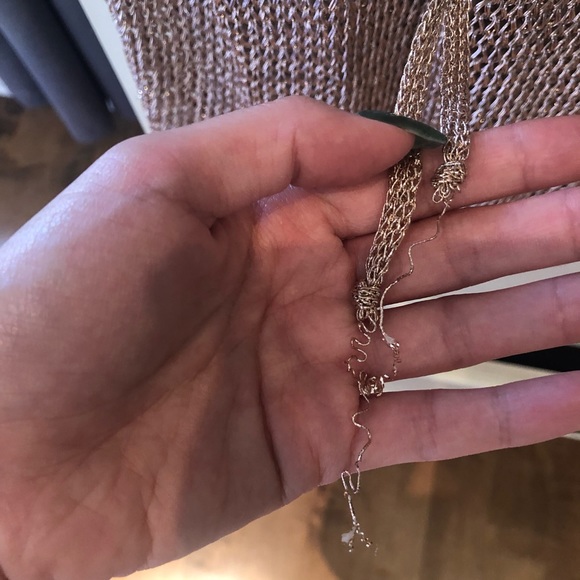 Fashion Nova Sparkly Rose Gold Lace Up Back Tank - Picture 3 of 4